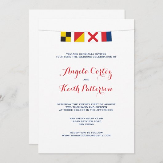 LIEBE in farbigen Signallahnen Einladung (Vorne/Hinten)