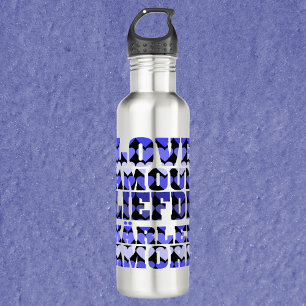 Liebe in Fremdsprachen Herz blau Edelstahlflasche
