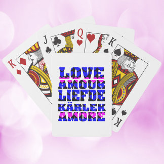 Liebe in Fremdsprachen Herz Blue Pink Spielkarten