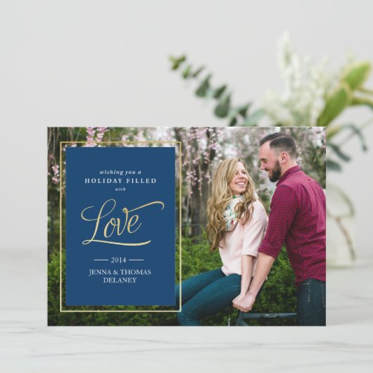 Liebe in Gold Weihnachten oder Weihnachtskarte (Stehend Vorderseite)