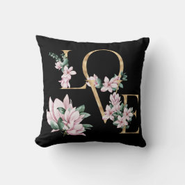 Liebe in Goldbrief mit magnolischen Blume Kissen
