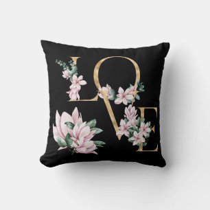Liebe in Goldbrief mit magnolischen Blume Kissen