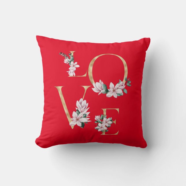 Liebe in Goldbrief mit magnolischen Blume Kissen (Vorderseite)