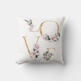 Liebe in Goldbrief mit magnolischen Blume Kissen