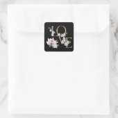 Liebe in Goldbrief mit magnolischen Blume Quadratischer Aufkleber (Tasche)