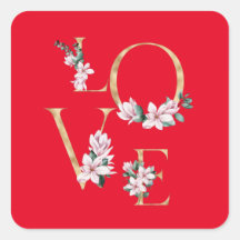 Liebe in Goldbrief mit magnolischen Blume