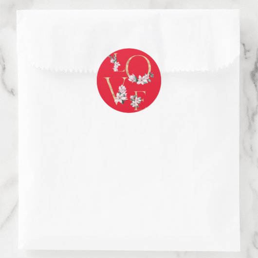 Liebe in Goldbrief mit magnolischen Blume Runder Aufkleber (Tasche)