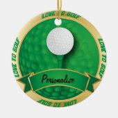 Liebe, in Grün | Golf zu spielen personifizieren Keramik Ornament (Vorne)
