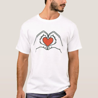 Liebe in Händen | Romantisches Herzsymbol Minimali T-Shirt