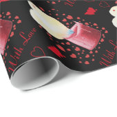 Liebe in herzförmiger Flamme Geschenkpapier (Rolleneckpunkt)