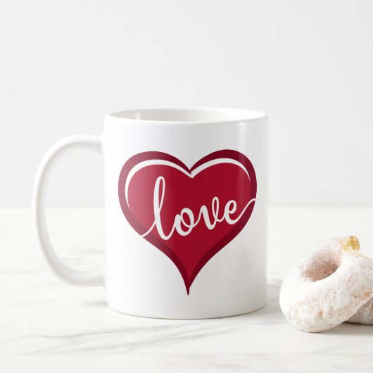 Liebe in Herzvalentinen Kaffeetasse (Mit Donut)