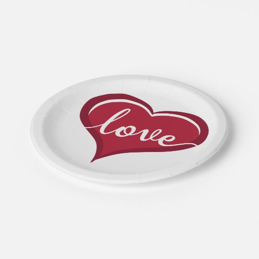 Liebe in Herzvalentinen Pappteller (Schrägansicht)