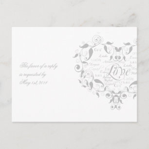 Liebe in irgendeiner Sprache in silberner UAWG Einladungspostkarte