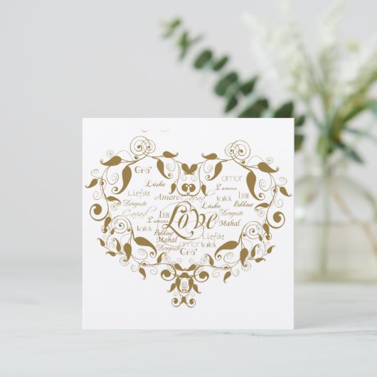 Liebe in jeder Sprache - Einladung zur Hochzeit vo (Stehend Vorderseite)