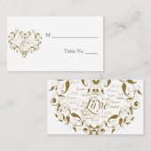 Liebe in jeder Sprache in Gold-Hochzeiten-Platzkar Platzkarte (Vorne/Hinten)