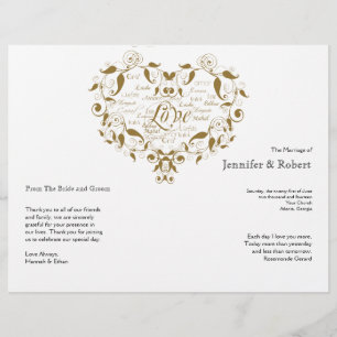 Liebe in jeder Sprache in Gold-Hochzeitsprogramm