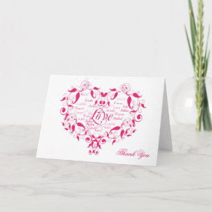Liebe in jeder Sprache in Hot Pink Dankeschön Kart Dankeskarte