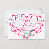 Liebe in jeder Sprache in Hot Pink Hochzeitsstimmu Einladung (Rückseite)