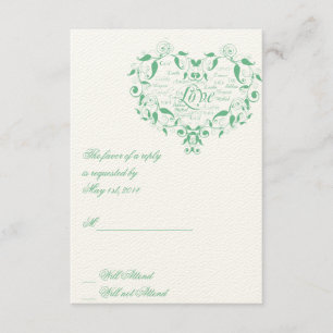 Liebe in jeder Sprache in Minze Green Response Kar RSVP Karte