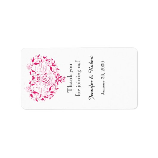 Liebe in jeder Sprache Rosa Hochzeitslippen-Balken Adressaufkleber (Vorne)