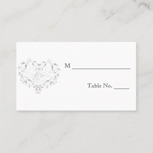Liebe in jeder Sprache Silver Wedding Platzkarten (Vorderseite)