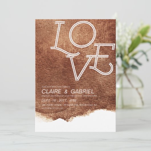 Liebe in Kupferfarbe Einladung (Stehend Vorderseite)