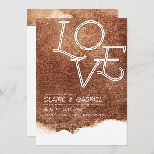 Liebe in Kupferfarbe Einladung (Vorne/Hinten)