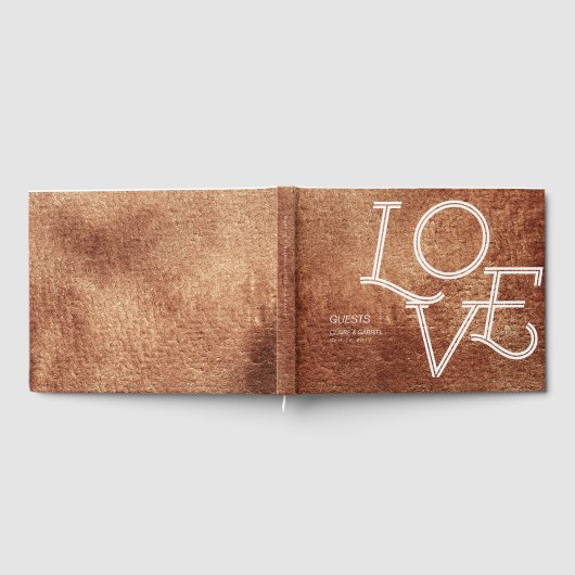 Liebe in Kupferfarbe Modernes, einfaches Gästebuch (Voll)