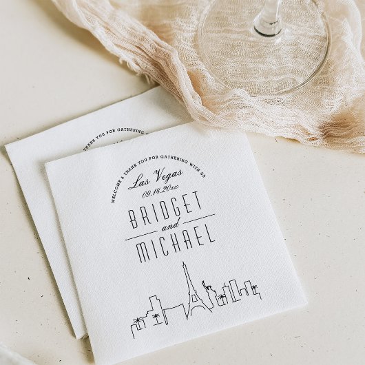 Liebe in Las Vegas | Moderner Deko City Skyline Serviette