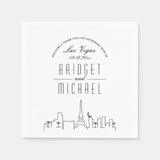 Liebe in Las Vegas | Moderner Deko City Skyline Serviette (Vorderseite)