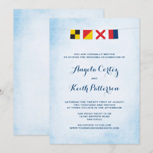 LIEBE in Nautic Signal Flags Cloud Blue Einladung