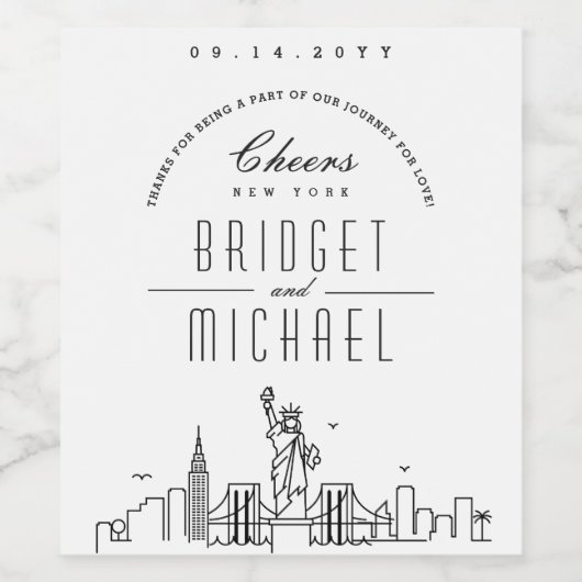 Liebe in New York | Cheers & Danke! Weinetikett (Einzelnes Label)