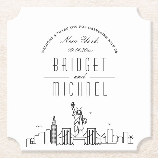 Liebe in New York | City Skyline Willkommen Untersetzer (Vorderseite)