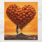 Liebe in orange: Weinetikett Valentine (Einzelnes Label)