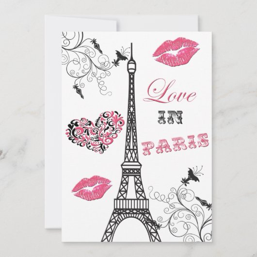 Liebe in Paris Eiffelturm-Party Einladung (Rückseite)
