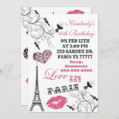 Liebe in Paris Eiffelturm-Party Einladung (Vorne/Hinten)