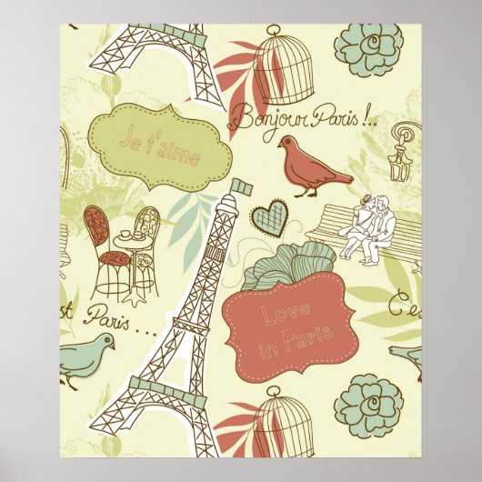 Liebe in Paris-Muster Poster (Vorne)