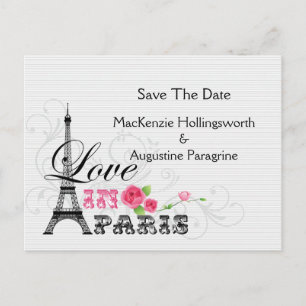 Liebe in Paris Save the Date Ankündigungspostkarte