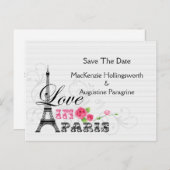 Liebe in Paris Save the Date Ankündigungspostkarte (Vorne/Hinten)