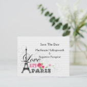 Liebe in Paris Save the Date Ankündigungspostkarte (Stehend Vorderseite)