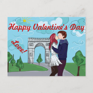 LIEBE IN PARIS VALENTINSTAG POSTCARD FEIERTAGSPOSTKARTE