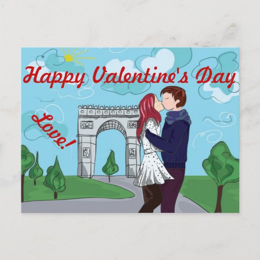 LIEBE IN PARIS VALENTINSTAG POSTCARD FEIERTAGSPOSTKARTE (Vorderseite)