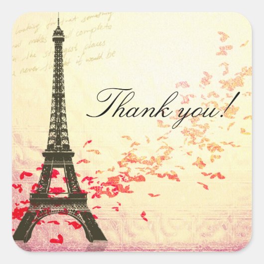 Liebe in Paris Vielen Dank für Ihren Aufkleber (Vorderseite)