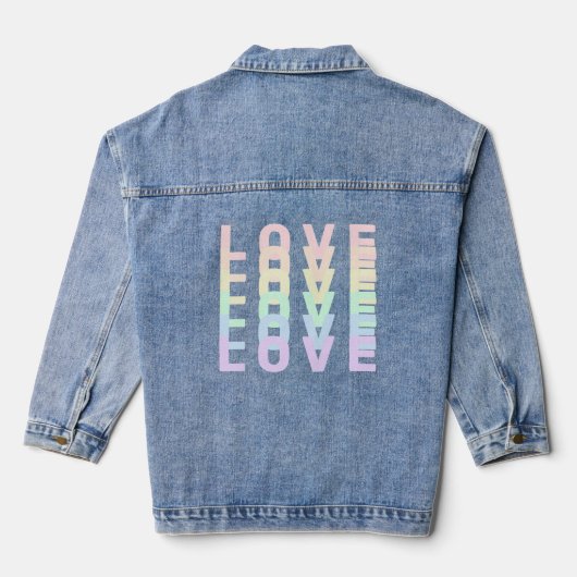 LIEBE in Pastel Rainbow Denim Jacket Jeansjacke (Rückseite)