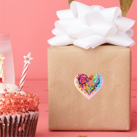 Liebe in Pixel: Happy Saint Valentine's Day Herz-Aufkleber (Party)