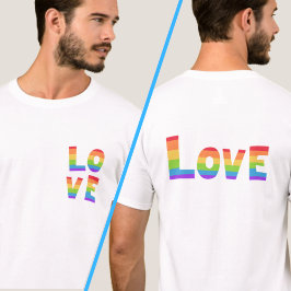 LIEBE in Rainbow-Farben, Vorderseite und Rückseite T-Shirt
