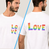 LIEBE in Rainbow-Farben, Vorderseite und Rückseite T-Shirt