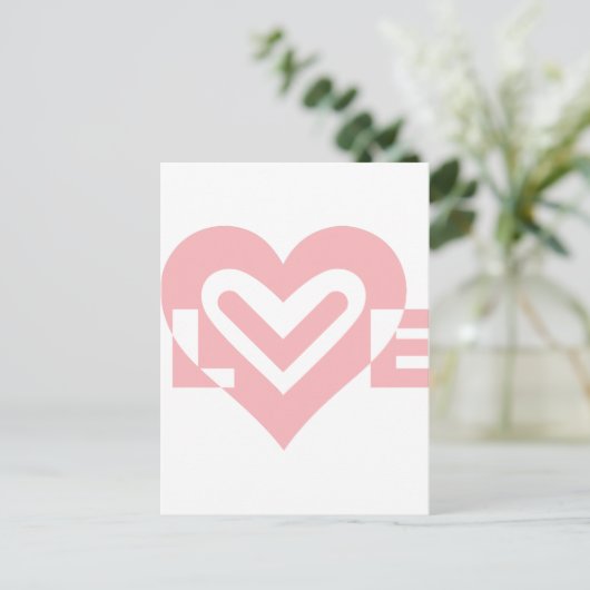 Liebe in Rosa Postkarte (Stehend Vorderseite)