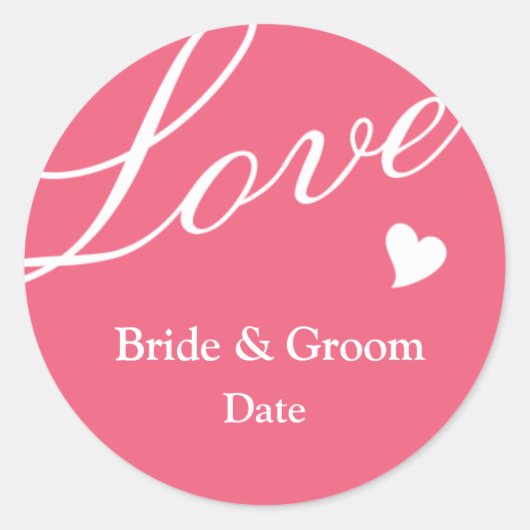 Liebe in Rosa Runder Aufkleber (Vorderseite)