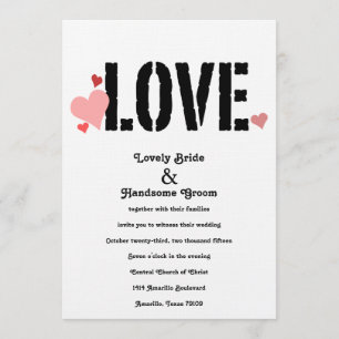 LIEBE in rosa Schwarz Einladung zur Hochzeit